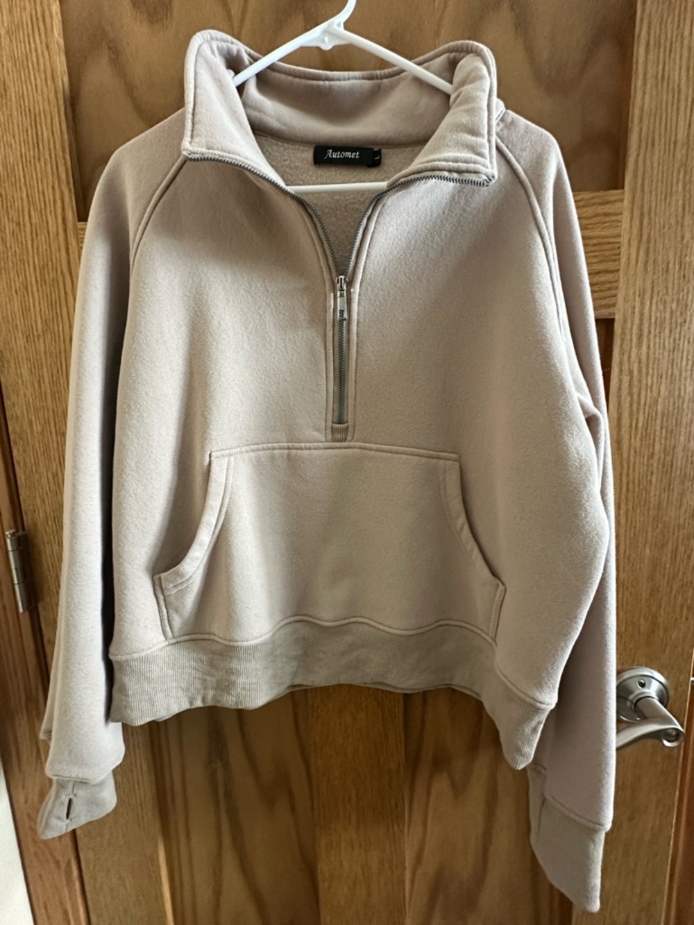 Taupe Half-Zip Fleece Pullover
